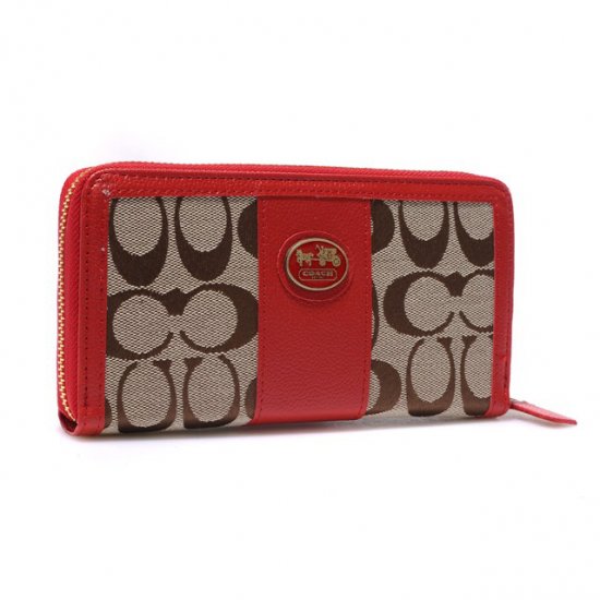 Coach Zippy In Signature Large Red Wallets BLS